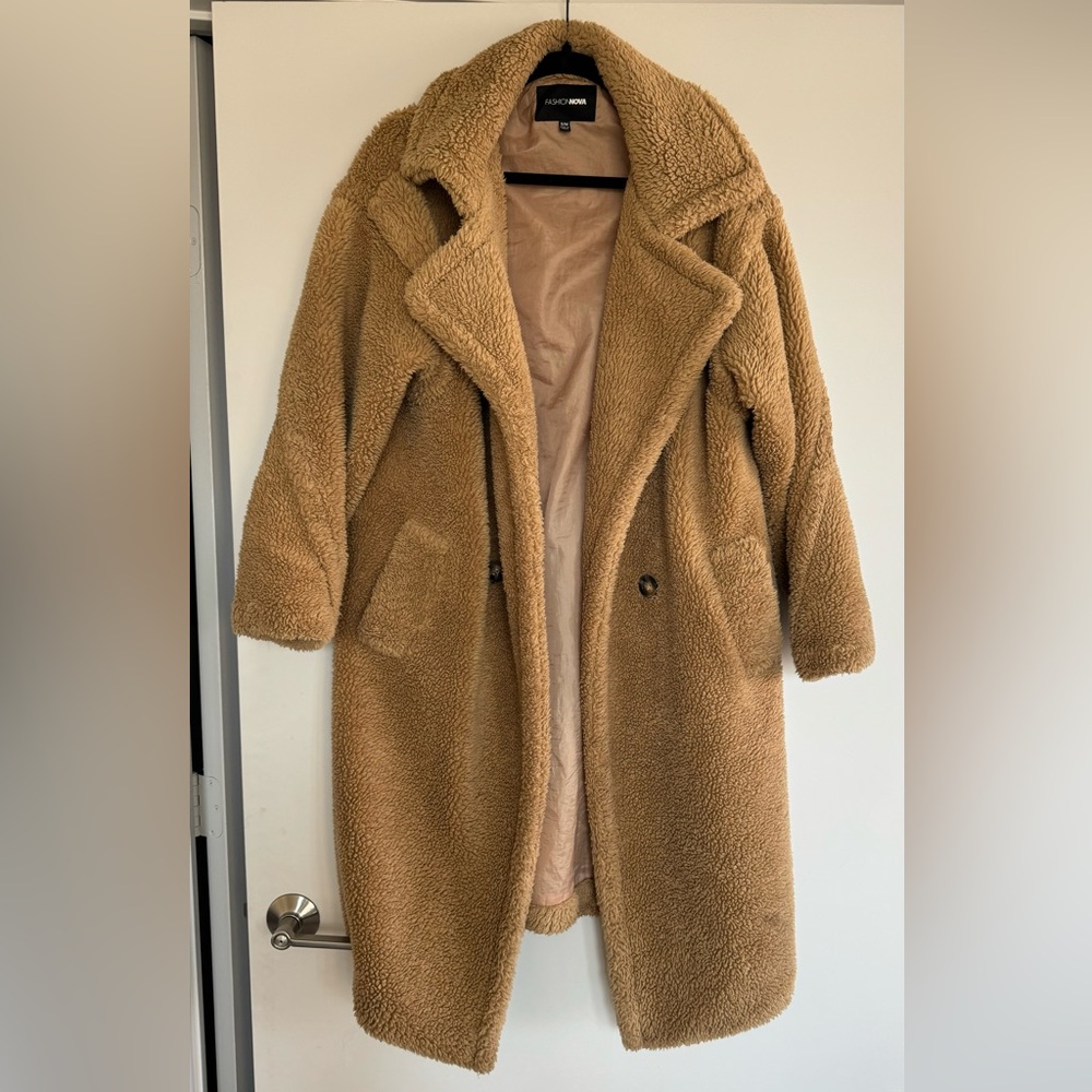 Fashion Nova Long teddy bear coat